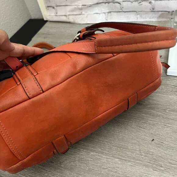 Vintage Coach Orange Leather Soho Satchel Bag Shoulder Purse